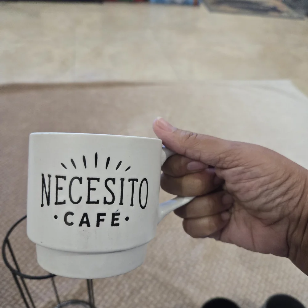 4 Stoneware Stackable Coffee Mug Set with Stand  Spanish Coffee Inspired Saying. - Picture 7 of 10